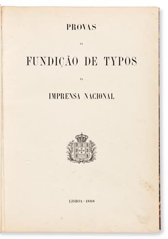 [SPECIMEN BOOK — FUNDICAO DE TYPOS DA IMPRENSA NACIONAL]. Provas da Fundicao de Typos da Imprensa Nacional. Lisbon, 1888.